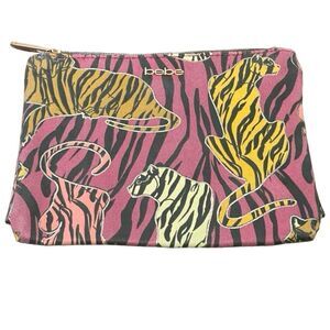 Bebe Makeup Bag Pink with Gold Tigers